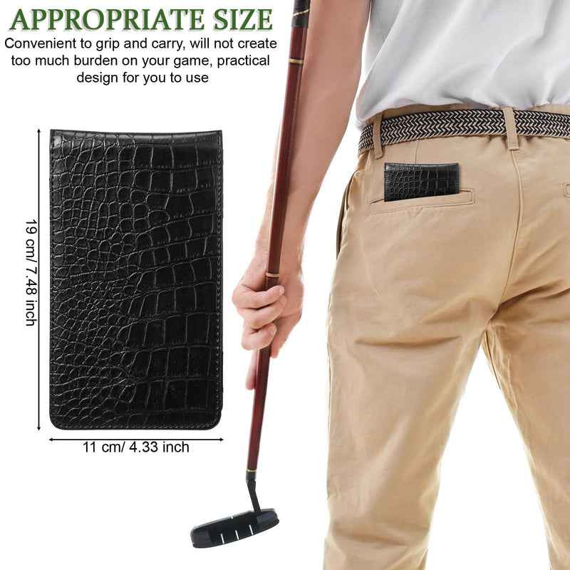 Zonon Leather Golf Scorecard Holder Golf Card Holder Leather Golf Log Book Golf Pencil and Stat Tracker Sheet Leather Bound Golf Log Leather Yardage Book Cover (Black) - BeesActive Australia