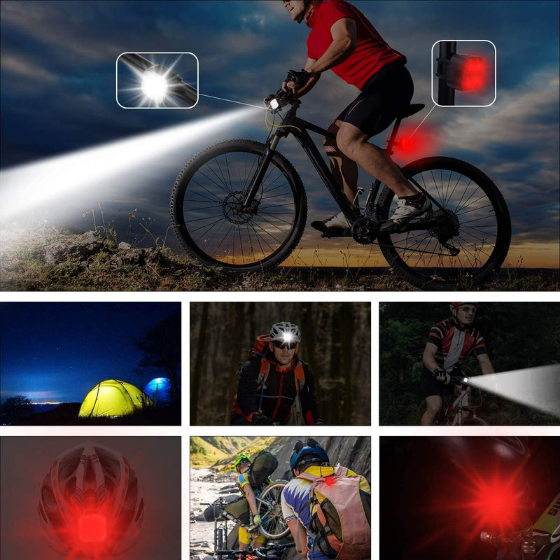 Teshudi Bike Light Set, Rechargeable Bike Lights Front and Back, Super Bright Bicycle Lights, Instant Install, Fits All Bikes, 4 Light Mode, Waterproof, Lightweight, Durable - BeesActive Australia