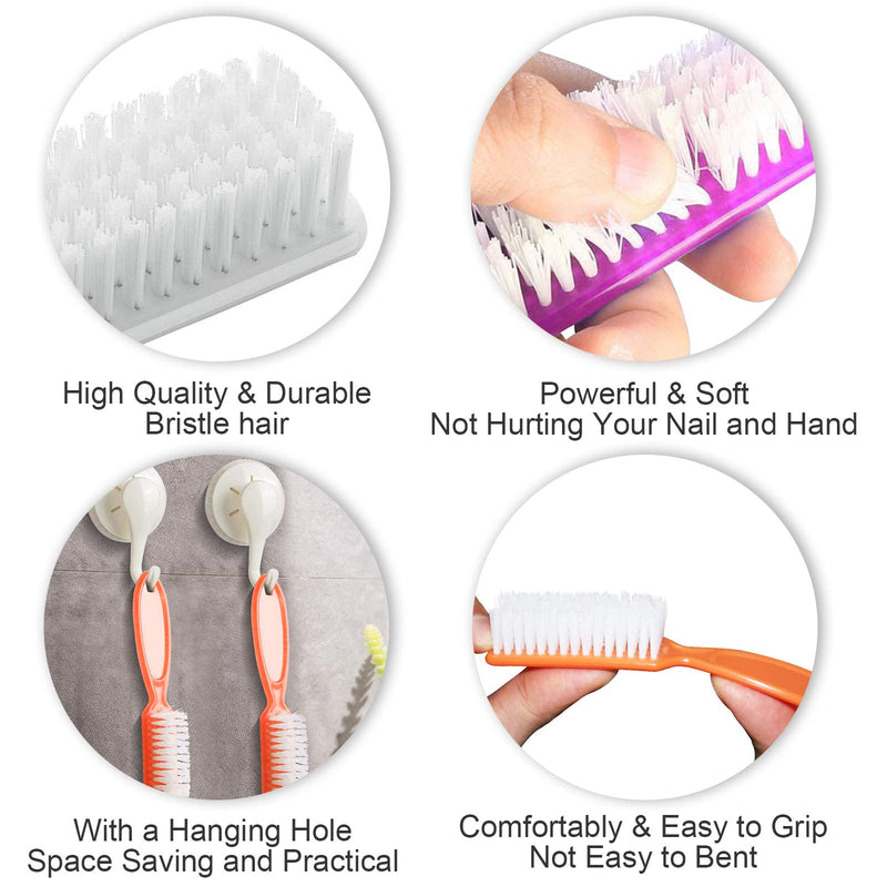 HOFASON 20Pcs Handle Grip Nail Brush, Hand Fingernail Cleaner Brush Manicure Tools Scrub Cleaning Brushes Kit for Toes and Nails Women Men(Random Colors) - BeesActive Australia