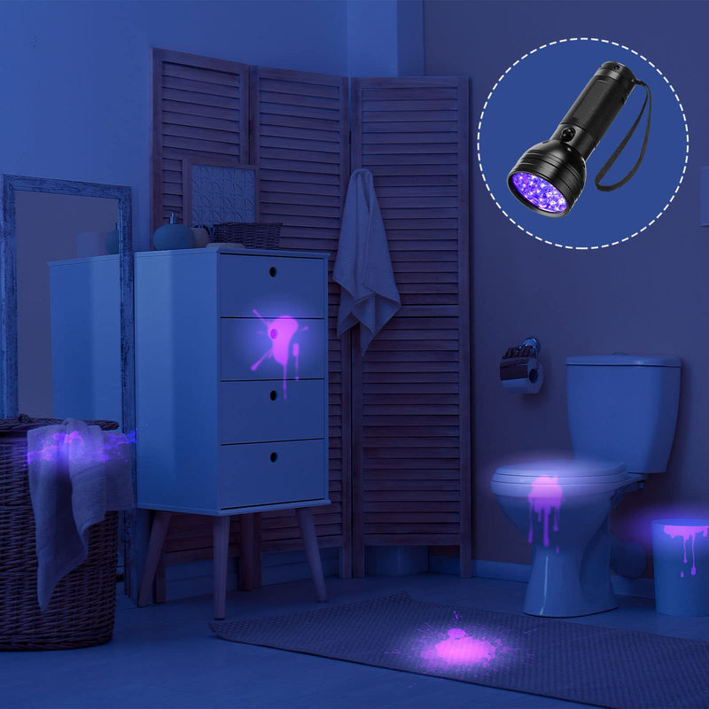 UV Flashlight Black Light 51 LED 395 nm Detector UV Light Handheld Blacklight for Pet Urine Detector, Dry Stains, Bed Bug, Battery Not Included (4 Pieces) - BeesActive Australia