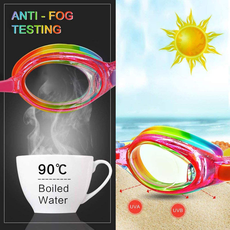 ProChosen Kids Swim Goggles, Waterproof Anti Fog UVA/UVB Protection No Leaking Clear Wide Vision Soft Silicone Gasket Swimming Glasses with Case, Nose Clip, Earplugs for Boys Girls Youth Kids - BeesActive Australia