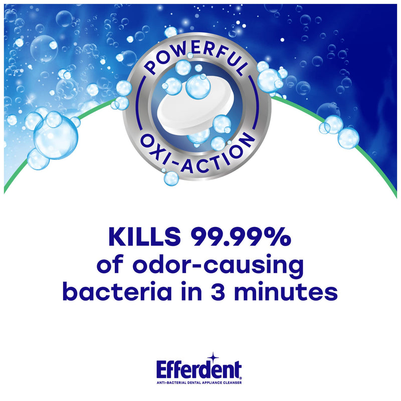 Efferdent Plus Mint Anti-Bacterial Denture Cleanser | 90 tablets | Actively Cleans Between Dentures | Packaging May Vary - BeesActive Australia