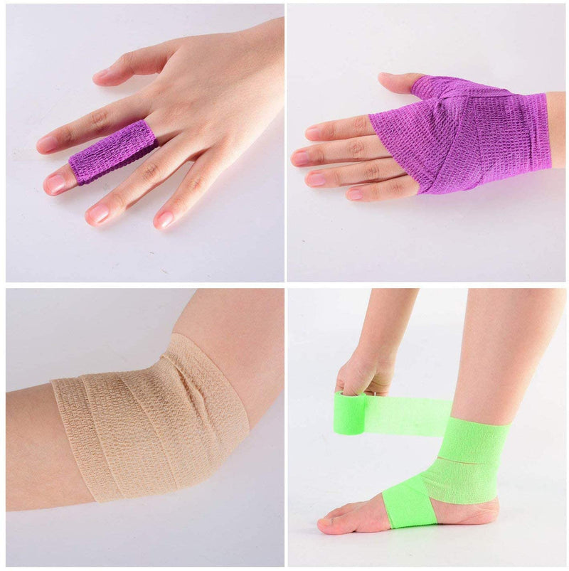 KISEER 15 Pack 2 Inch x 5 Yards Self Adhesive Bandage Breathable Cohesive Bandage Wrap Rolls Elastic Self-Adherent Tape for Stretch Athletic, Sports, Wrist, Ankle 15 Count (Pack of 1) Colorful - BeesActive Australia