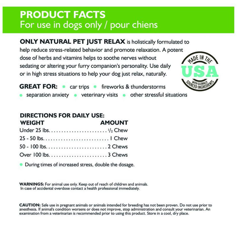 Only Natural Pet Just Relax Herbal Calming Soft Chews, All Natural Holistic Formula Support Treat That Helps Stress and Anxiety Relief for Dogs Beef 120 Count - 14.8 oz (420g) - BeesActive Australia