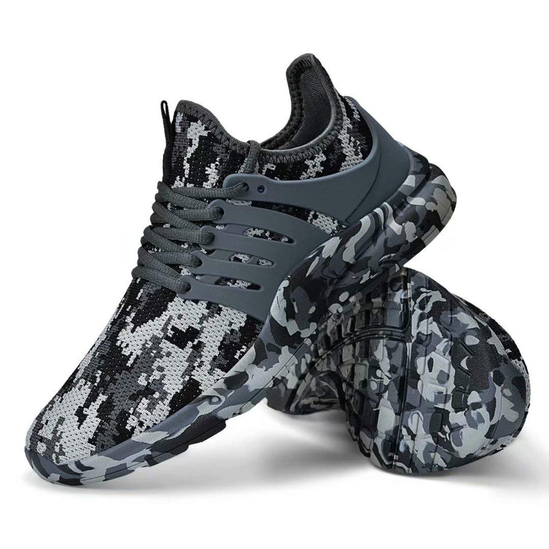 Troadlop Men's Running Shoes Non Slip Shoes Breathable Lightweight Sneakers Slip Resistant Athletic Sports Walking Gym Work Shoes 7 2-camouflage Gray - BeesActive Australia