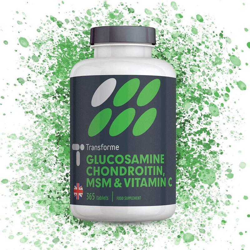 Glucosamine Chondroitin MSM Vitamin C Tablets, High Strength Complex, 365 Tablets Up to 1 Year Supply, Easy to Swallow, Gluten Free, by Transforme - BeesActive Australia