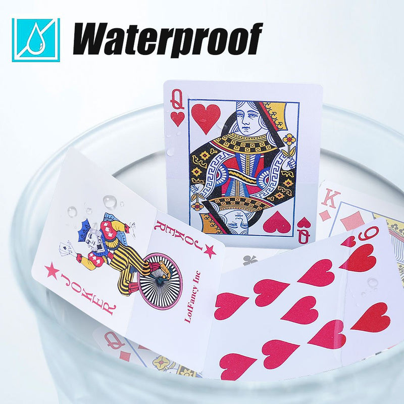 [AUSTRALIA] - LotFancy Playing Cards, 100% Plastic, Waterproof - 2 Decks of Cards with Plastic Cases, Poker Size Standard Index, for Magic Props, Pool Beach Water Card Games 