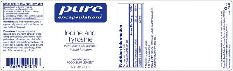 Pure Encapsulations - Iodine & Tyrosine - Thyroid Function and Nervous System - 60 Capsules - BeesActive Australia