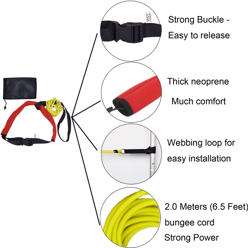 YYST Swim Bungee Training Belt Swim Resistance Belt Swim Exerciser Belt Swim Tether (One Waist Belt, One Bungee Cord, One Loop), with YYST Storage Mesh Bag - BeesActive Australia