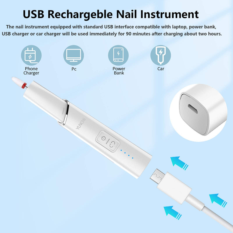 Electric Nail File, Professional Electric Nail Drill Kit with 6 Drill Bits, USB Portable Electric Nail Buffer with 4 Adjustable Speed for Nail Art Beauty Care, Exfoliating, Grinding, Polishing - BeesActive Australia