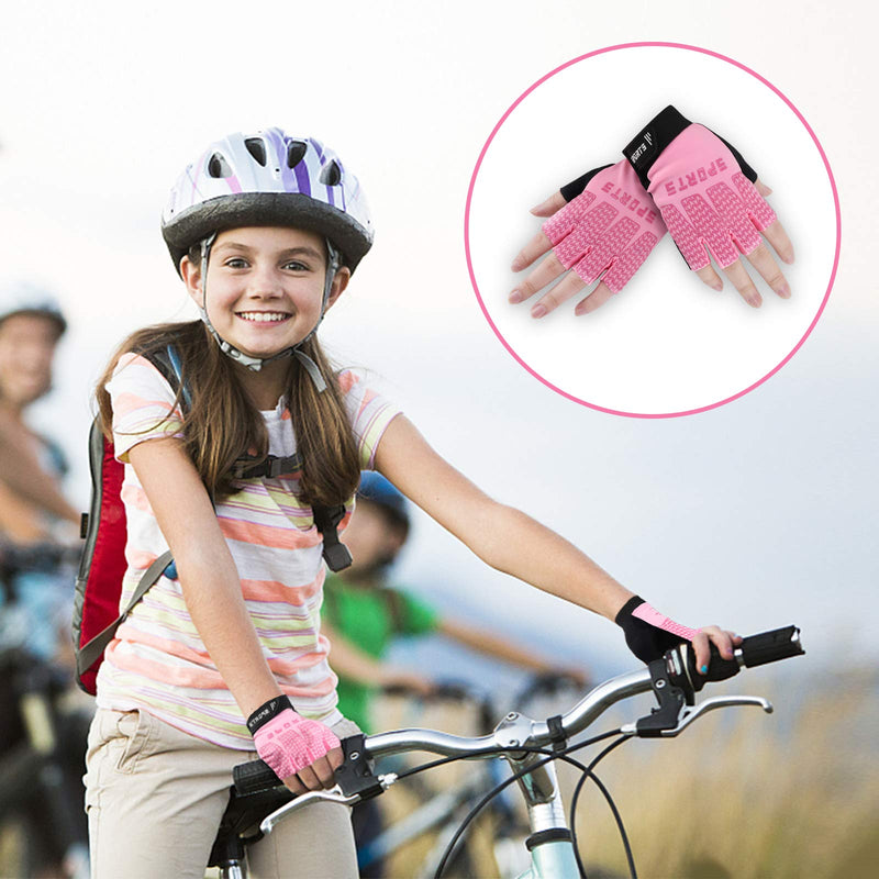 Accmor Kids Sport Gloves, Kids Half Finger Gloves, Kids Cycling Gloves, Kids Fishing Gloves for Cycling Camping Fishing Outdoor Sports pink Small - BeesActive Australia