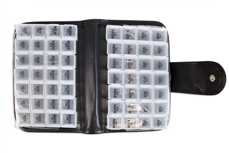 Pill Box Organiser Case Premium 14 Day Wallet Removable Daily Boxes Compartments Home - BeesActive Australia