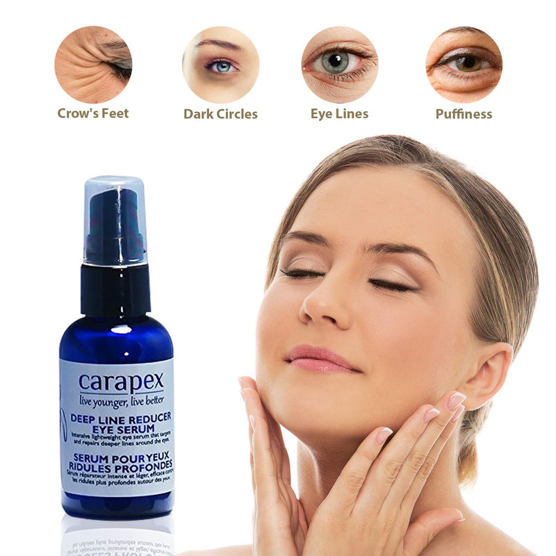 Carapex Deep Line Eye Serum, Treatment for Puffy Eyes, Bags, with Caffeine, Aloe Vera, Cucumber Extracts, Peptides, Lifting, Firming, Unscented, Cruelty Free (Single) Single - BeesActive Australia