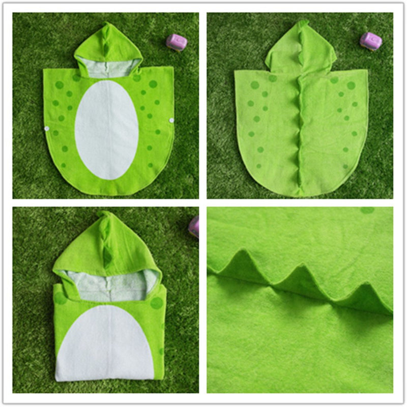 Children Bath Towel Robe Kids Hooded Beach Swimming Poncho Dinosaur Pattern Green S - BeesActive Australia
