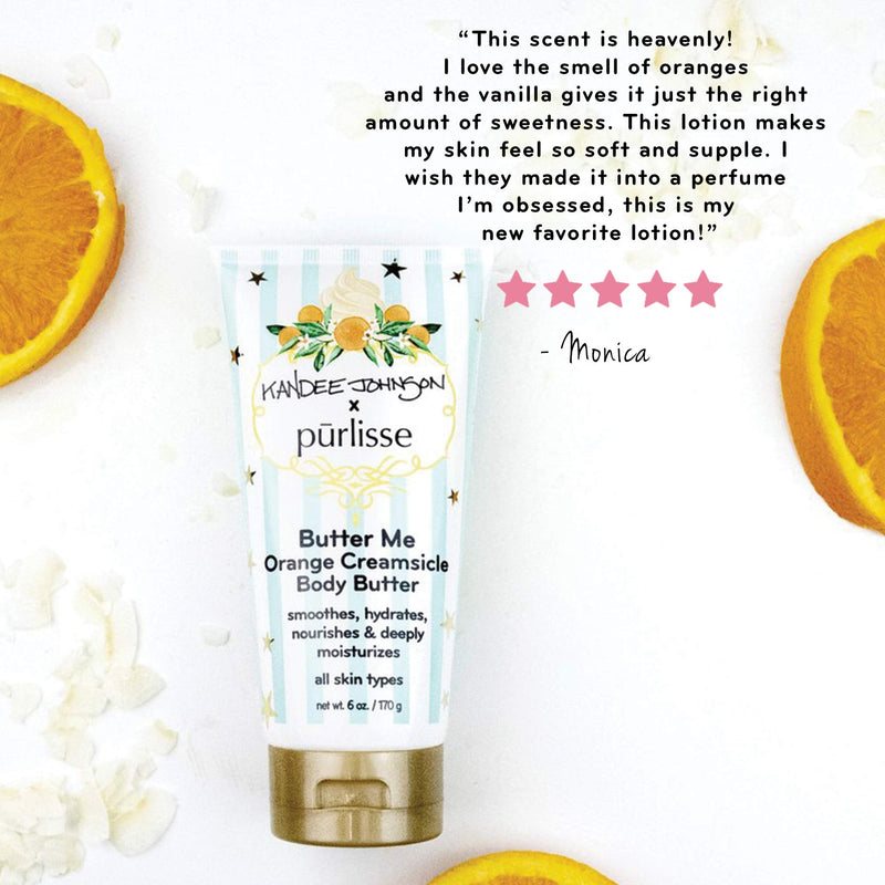 purlisse x Kandee Johnson Butter Me Orange Creamsicle Body Butter: Cruelty-Free & clean, Paraben & Sulfate-free, Coconut locks in moisture, Citrus brightens dull skin | 6oz - BeesActive Australia