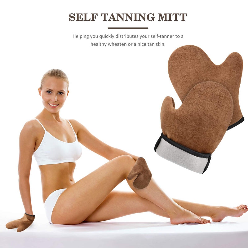 4 Packs Self Tanning Mitt Applicators Sunless Tanning Mittens Double Sided Self Tanning Gloves Reusable Tanner Applicator Mittens Brown Tanner Gloves with Thumb - BeesActive Australia