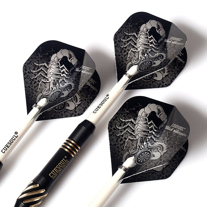 CUESOUL Steel Tip Darts Set 20/22/24 Grams with Deluxe PU Darts case-Black Scorpion Series F2004-20g - BeesActive Australia