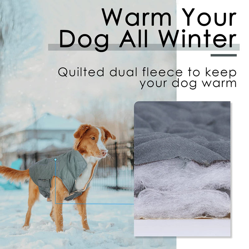 ThinkPet Dog Winter Cold Weather Coats - Cozy Waterproof Windproof Reversible Winter Dog Jacket, Thick Padded Warm Coat Reflective Vest Clothes for Puppy Small Medium Large Dogs M(Chest 18¾-20", Back 12" ) A-Green - BeesActive Australia