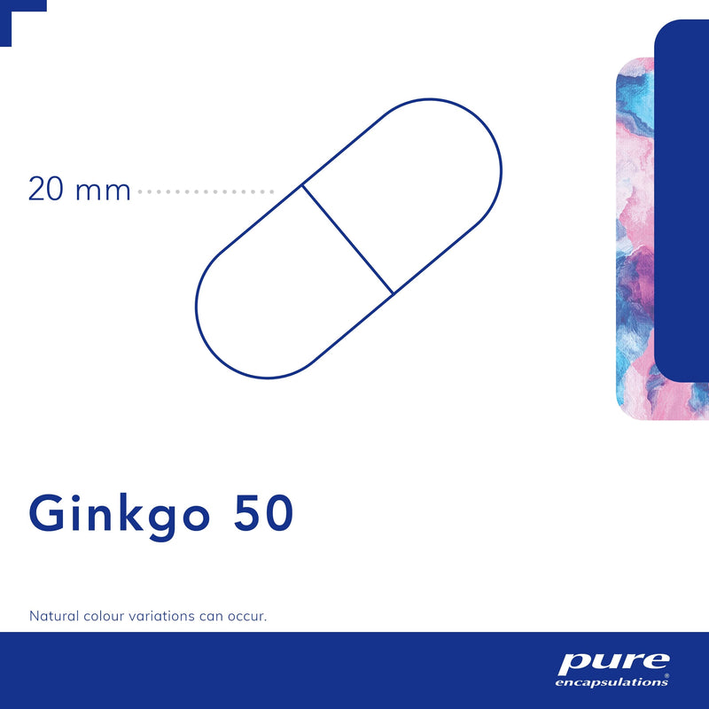 Pure Encapsulations - Ginkgo 50 160mg - Hypoallergenic Ginkgo Biloba Extract Phytonutrient Supplement - 60 Capsules - BeesActive Australia