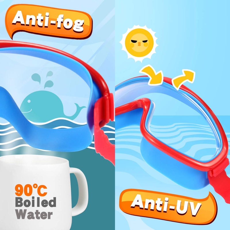 EasYoung 2-Pack Kids Swim Goggles, Wide Vision Swim Goggles for Child from 3-15 01.red With Blue + Blue With White - BeesActive Australia