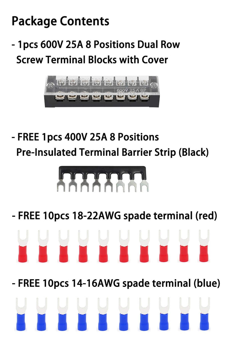 [AUSTRALIA] - Shangyuan Boat Wire Terminal Block Buss Bar for Electrical Equipment, 25A Terminal Strip Blocks Busbar for Wiring Up Fuse Panel Battery Switches Inverters Boat Lights Marine Interior Navigation Light 