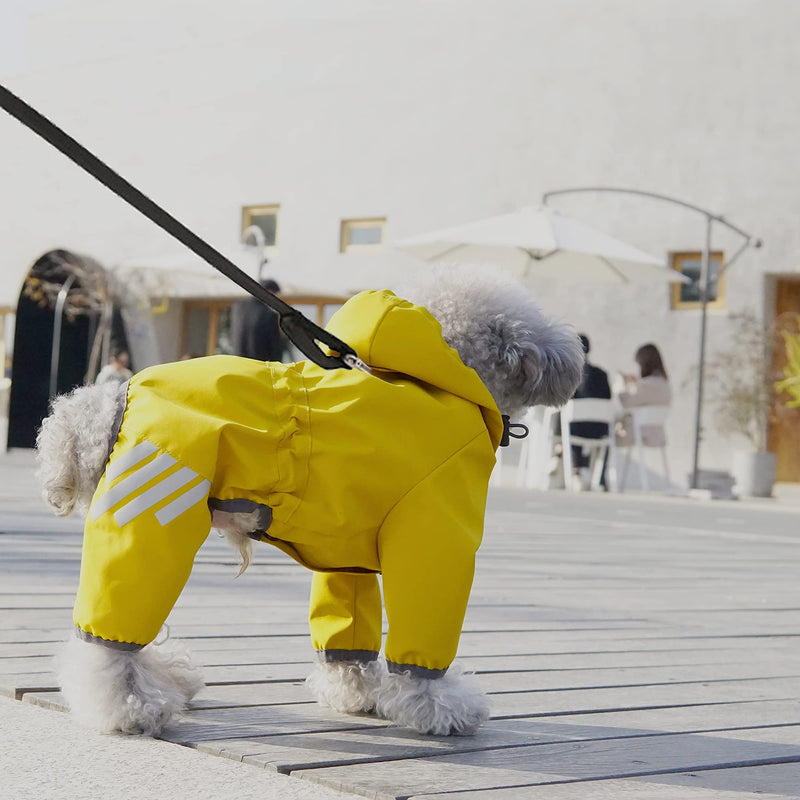 Cosibell Waterproof Puppy Dog Raincoats with Hood for Small Medium Dogs,Poncho with Reflective Strap, Lightweight Jacket with Leash Hole X-Large Yellow - BeesActive Australia
