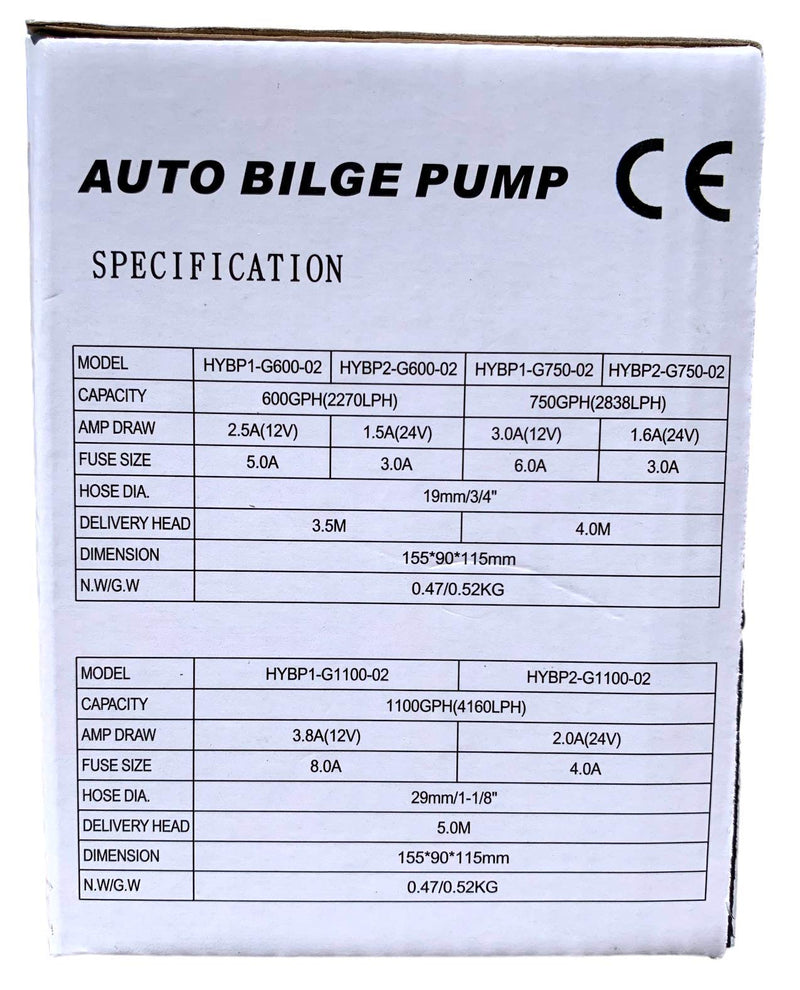 OASIS MARINE Automatic Submersible Boat Bilge Water Pump 12v 750 GPH Automatic with Float Switch Built in 3/4 inch Outlet - BeesActive Australia