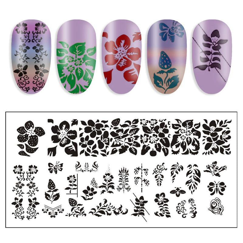 DANNEASY 6Pcs Nail Stamping Plate Set 1Nail Stamper 1Scraper 1Storage Bag Geometry Design Shape Splice Nail Template Image Plate Manicure Stamp Kit Kit 1 - BeesActive Australia