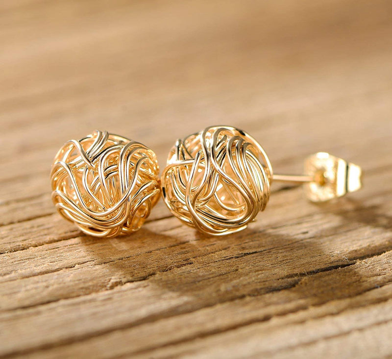 Gold Love Knot Earrings for Women & Girls | Barzel 18K Gold Plated Woven Love Knot Stud Earrings 10mm For Women - Made In Brazil - BeesActive Australia
