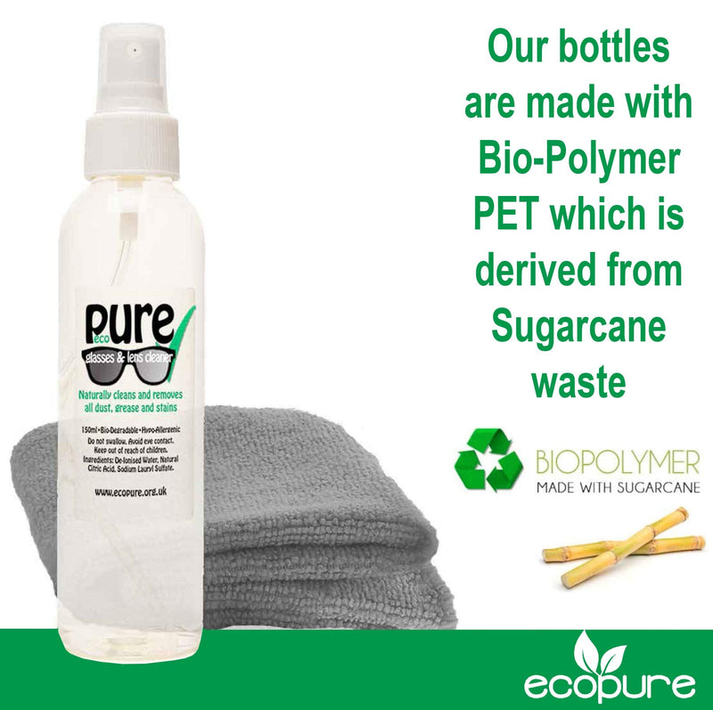 Glasses & Lens Cleaning Kit - 150ml. Contains Only Natural Ingredients. Gently Cleans All dust, Dirt, Marks and Stains from Spectacles, Sun Glasses and Reading Glasses Without harming The Coating. - BeesActive Australia