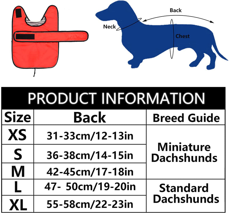 Dachshund Raincoat Waterproof, Perfect for Dachshund Sausage Weiner Dog Rain Gear with Reflective Trim and Adjustable Bands Dog Clothing in Autumn and Winter Medium(Back: 17"-18"in) Red - BeesActive Australia