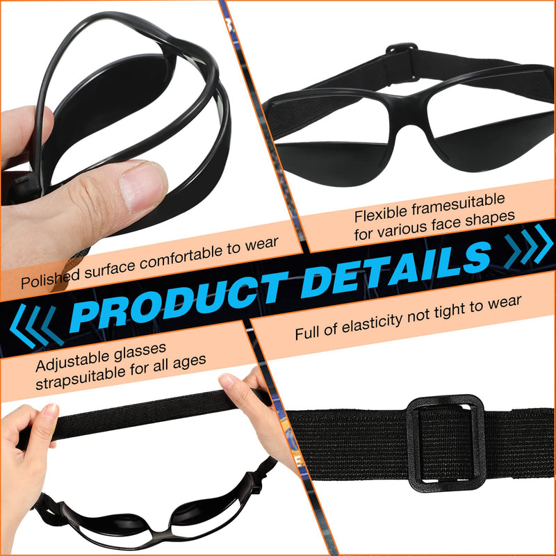 8 Pieces Basketball Goggles Sport Dribble Goggles Adjustable Sports Goggles for Basketball Training Aid for Men Kids Black - BeesActive Australia
