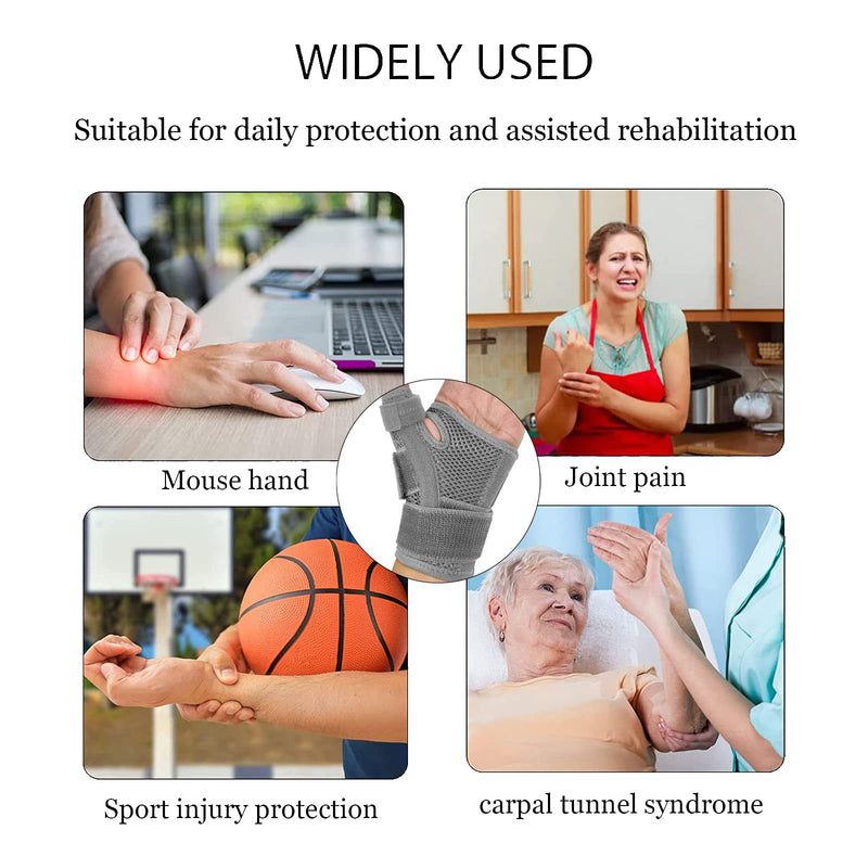 SONGQEE Thumb Support Brace Thumb Splint Stabilizer with Adjustable Strap, Hand Wrist Supports for Carpal Tunnel, Arthritis, Tendonitis, Sprains, Weak Finger, Thumb Immobilizer for Left Right Hand One Size Grey - BeesActive Australia