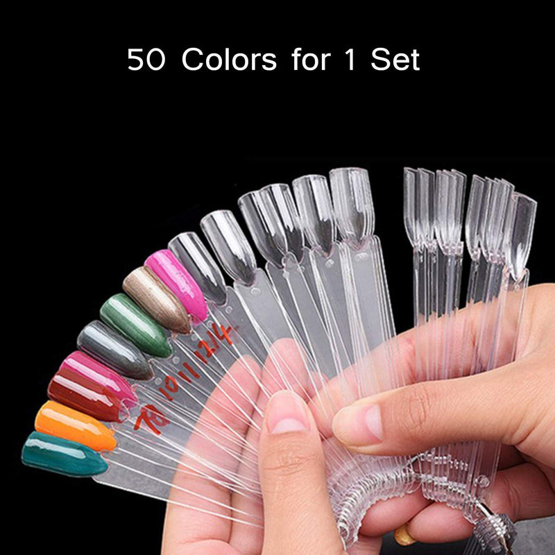 4 Sets Total 200 Tips - Transparent Nail Art Practice Finger Clipper Nail Art Polish Display Stick - Fan-Shaped Nail Art Sticks Display Polish Board Home DIY, Sticks Tool with Metal Screw Ring - BeesActive Australia