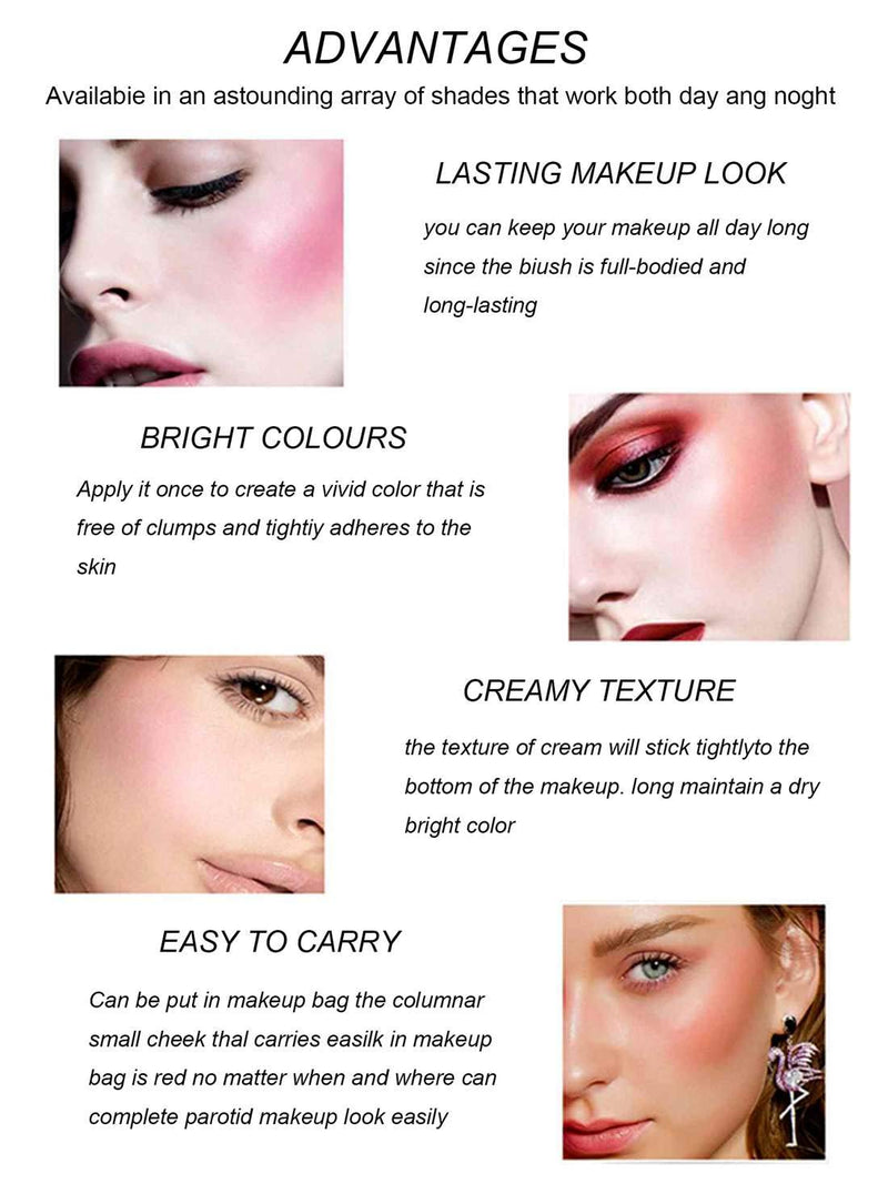 SUMEITANG 4 Colors Blush Stick Set, Face Blush Cream, Cheeks Blush Stick Kit for Women and Girl Face Cosmetics Makeup Set A - BeesActive Australia