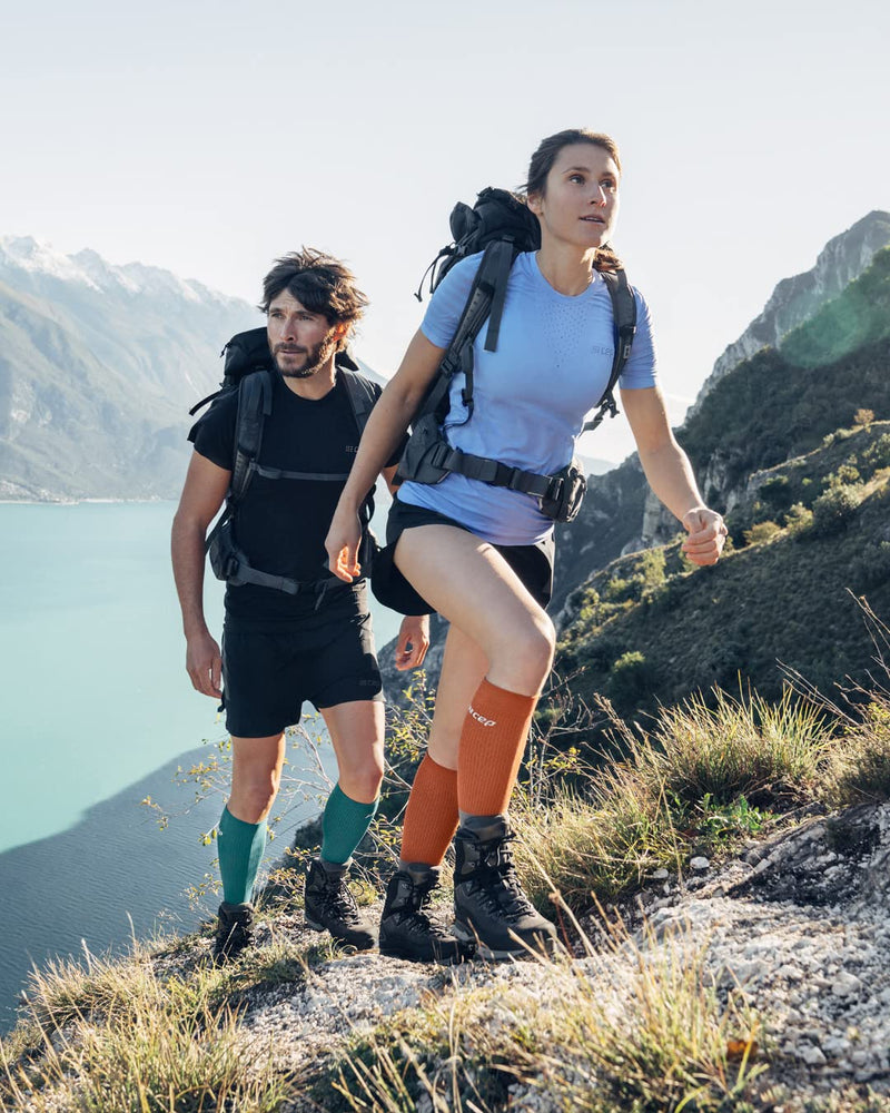 CEP Women's Long Compression Wool Socks Outdoor Merino For Hiking 4 Stonegrey/Grey - BeesActive Australia