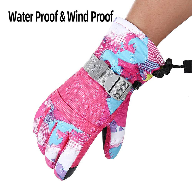 Ski Gloves, Warmest Waterproof and Breathable Snow Gloves for Cold Weather, Fits Both Men & Women,for Parent Child Outdoor Rose Red XS(Fit kids 4-6 years old) - BeesActive Australia