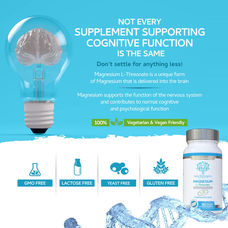 Magnesium L-Threonate 2100mg Daily Dose � 30 day supply - providing 151mg of active elemental Magnesium from Magtein - Easily Absorbable - Highly Bioavailable � No Artificial fillers - UK Manufactured - BeesActive Australia