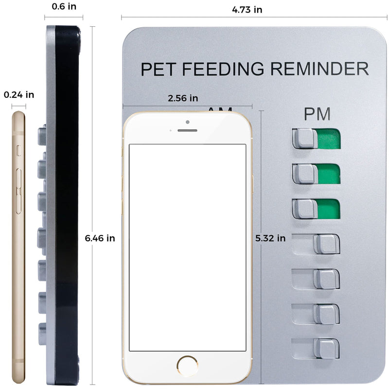 YARKOR Dog Feeding Reminder Magnetic Reminder Sticker,AM/PM Daily Indication Chart Feed Your Pets,Fridge Magnets and Double Sided Tape - Prevent Overfeeding or Obesity Silver - BeesActive Australia