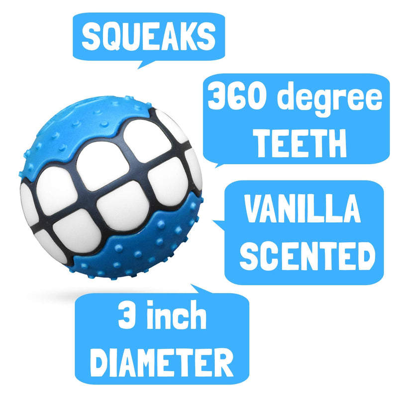 Dawg Grillz Dog Balls Toys - Squeaky Fetch Rubber Funny Ball Gifts for Large Medium Dogs … Blue White - BeesActive Australia