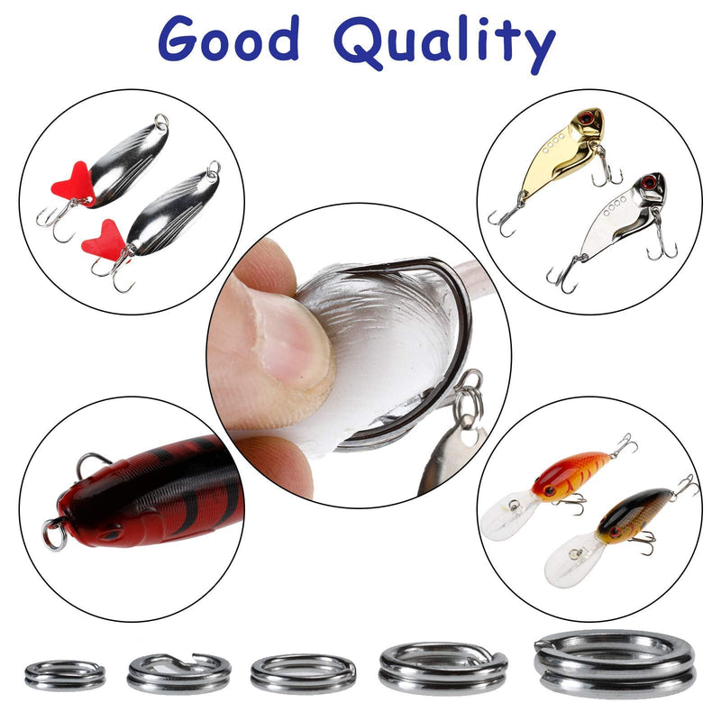 Amarine Made 210pcs Stainless Steel Fishing Split Rings Round Fishing Tackle Ring Chain High Strength Split Ring Lure Tackle Connector Flat Split Rings Size 6mm 8mm 11mm 14mm 16mm with Box - BeesActive Australia