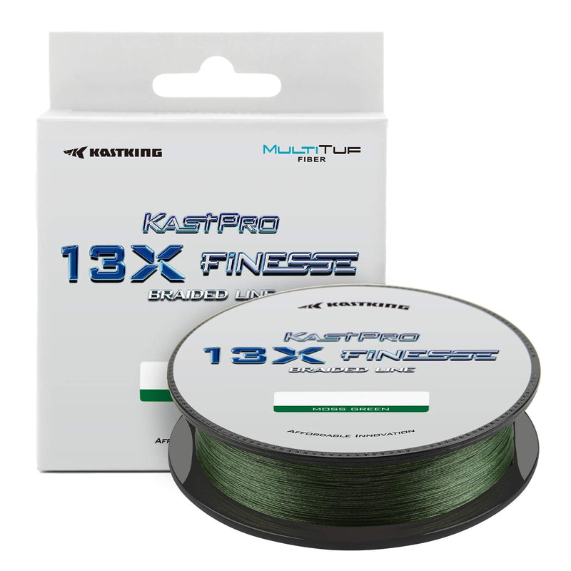 KastKing KastPro 13X Finesse Braided Fishing Line, Extremely Thin, Sensitive Braid, Smooth, Long Casting Line for Spinning and Finesse Casting Presentations, Superior Knot Strength and Abrasion Resistant, 75% Thinner Than Mono 13XFinesse: Moss Green - BeesActive Australia