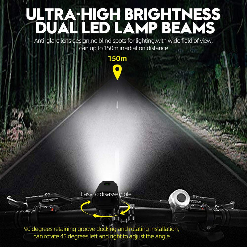 Bright Bike Light, 1000 Lumens Bicycle Front and Back Bicycle Light Set, Large Capacity Battery Rechargeable Road Bike Lights, Waterproof Bike Lights Set - BeesActive Australia