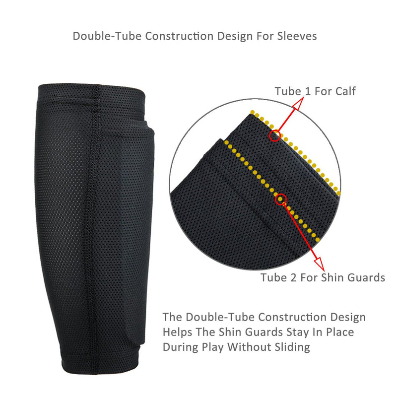 Sportout Adult Youth Kids Soccer Shin Guards,Comprehensive Protection for Your Leg, with Cushioned Ankle Protection to Prevent Injuries Black-1 Large - BeesActive Australia