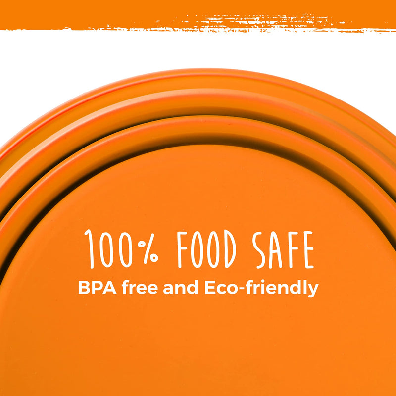 Mighty Paw Collapsible Travel Dog Bowl Set - 2 Pack (27 Oz) | Food Safe Silicone Food & Water Bowls for Pets. Bonus Carabiner Clip for Hiking, Camping or Walking. Lightweight & Leak-Proof Orange - BeesActive Australia