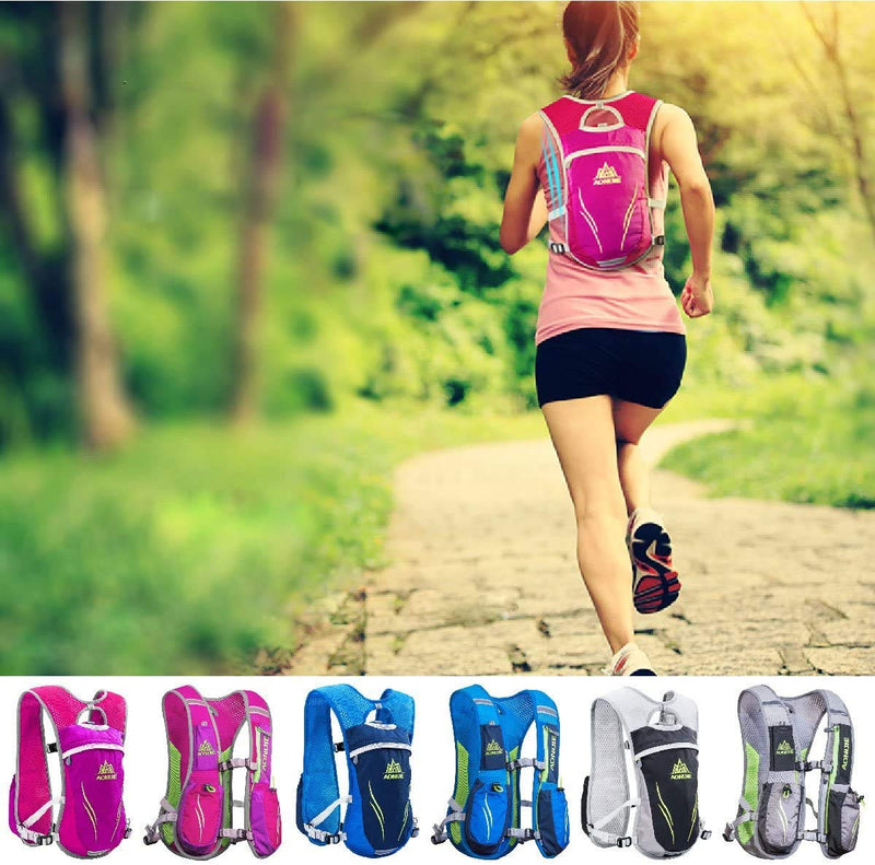 JEELAD Running Hydration Vest Hydration Backpack Pack Trail Running Backpack BPA-Free Leak-Proof Running Water Bottles for Marathon Biking Hiking Cycling Grey (5.5L) - with 2L TPU Water Bladder - BeesActive Australia