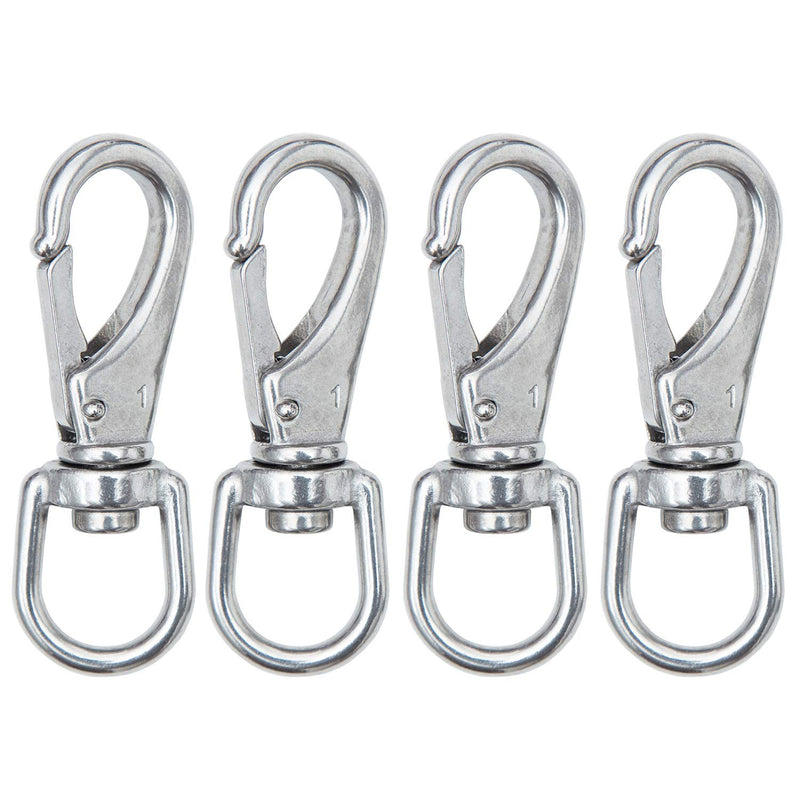 [AUSTRALIA] - SHONAN Stainless Steel Swivel Eye Snap Hook- 4-Pack (3-1/2 inch) Flag Pole Clips, Scuba Diving Clips Spring Hooks for Dog leashes, Keychains, Boat Anchor Ropes, Bird Feeders, Pet Chains 