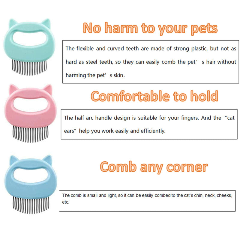 Luckgy 3 Pcs Cat Dog Comb Pet Hair Grooming Massage Comb, Cat Dog Hair Shedding Brush Pet Shell Comb for Removing Matted Tangled Fur and Loose Hair (Blue,Green, Pink) - BeesActive Australia