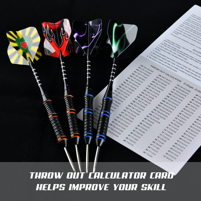 Formula Sports Steel Tip Dart Set,12Pcs Professional Barrels with 18 Aluminium Shafts, 21 Flights, 20 O-rings Adaptor.Beer Mug Sharpener, Toolkit, Flight Protector, Checkout Table Card, Gift Darts Box - BeesActive Australia