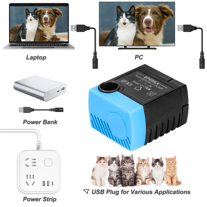 Carcent Cat Water Fountain Pump, SP-400LV USB Plug Replacement Pump Compatible with Drinkwell Ceramic, Butterfly, Seaside, Stainless Steel, 360 Plastic Pet Water Fountain (No USB Adapter) No usb adapter - BeesActive Australia